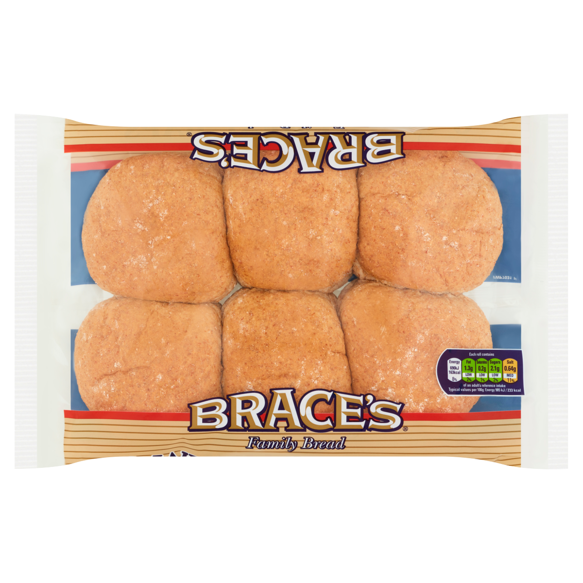 Brace’s Family Bread 6 Wholemeal Baps