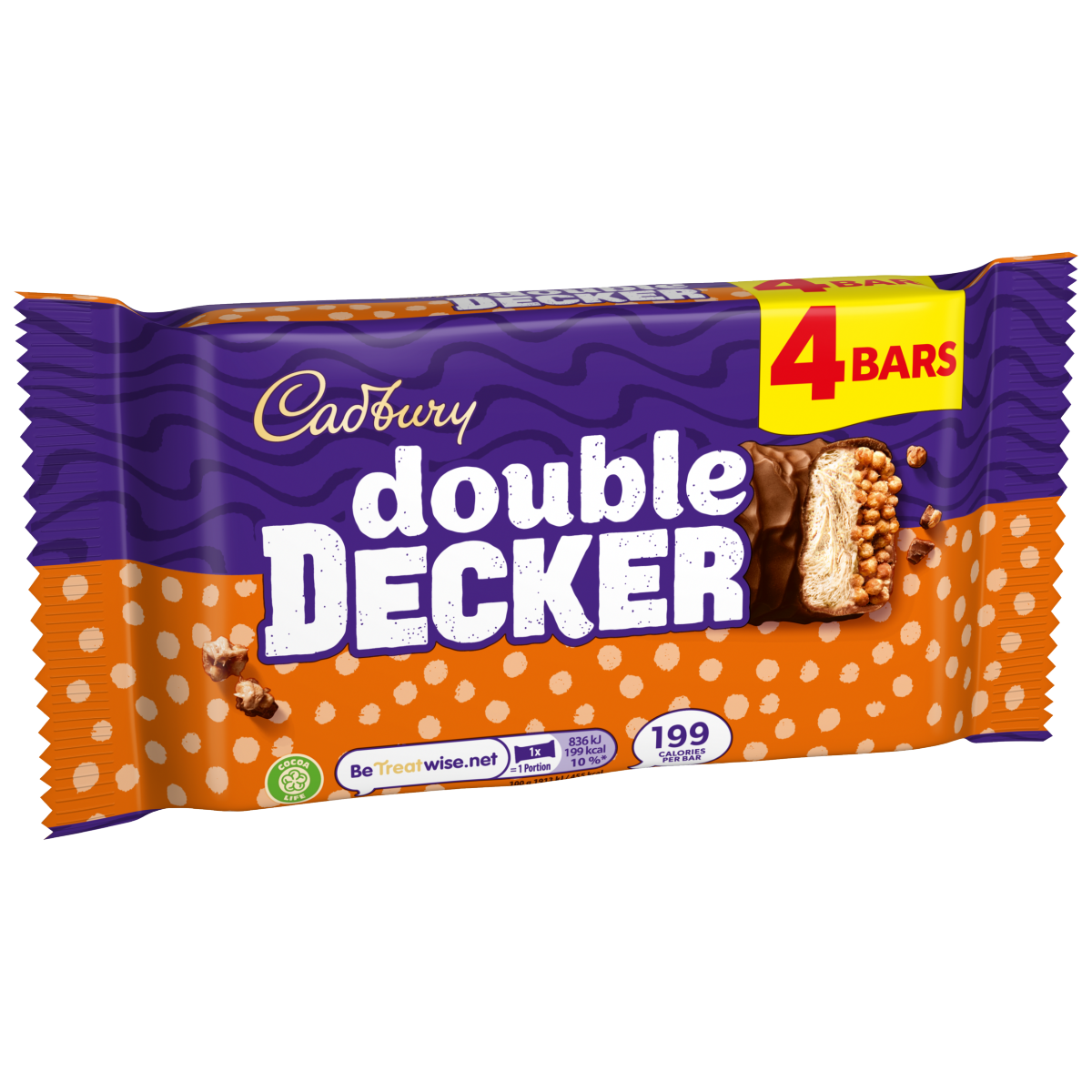 Cadbury Double Decker Chocolate Bar 4 Pack Multipack 174.8g (4 x 44.6g)