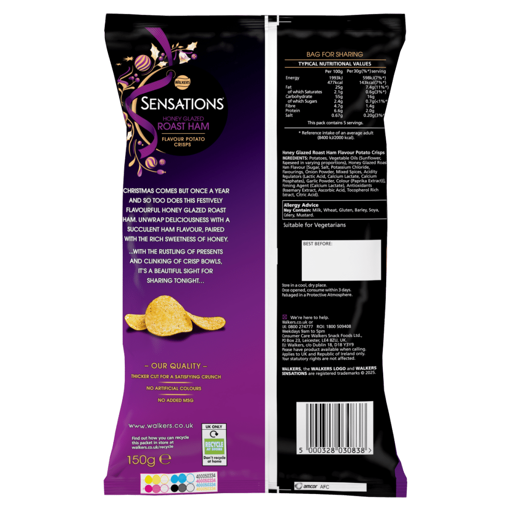Sensations Limited Edition Honey Roast Ham Sharing Crisps 150g