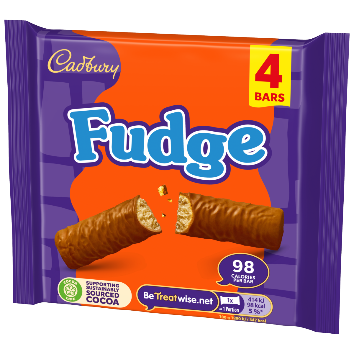 Cadbury Fudge Chocolate Bar 4 Pack Multipack 88 g (4 x 22g)