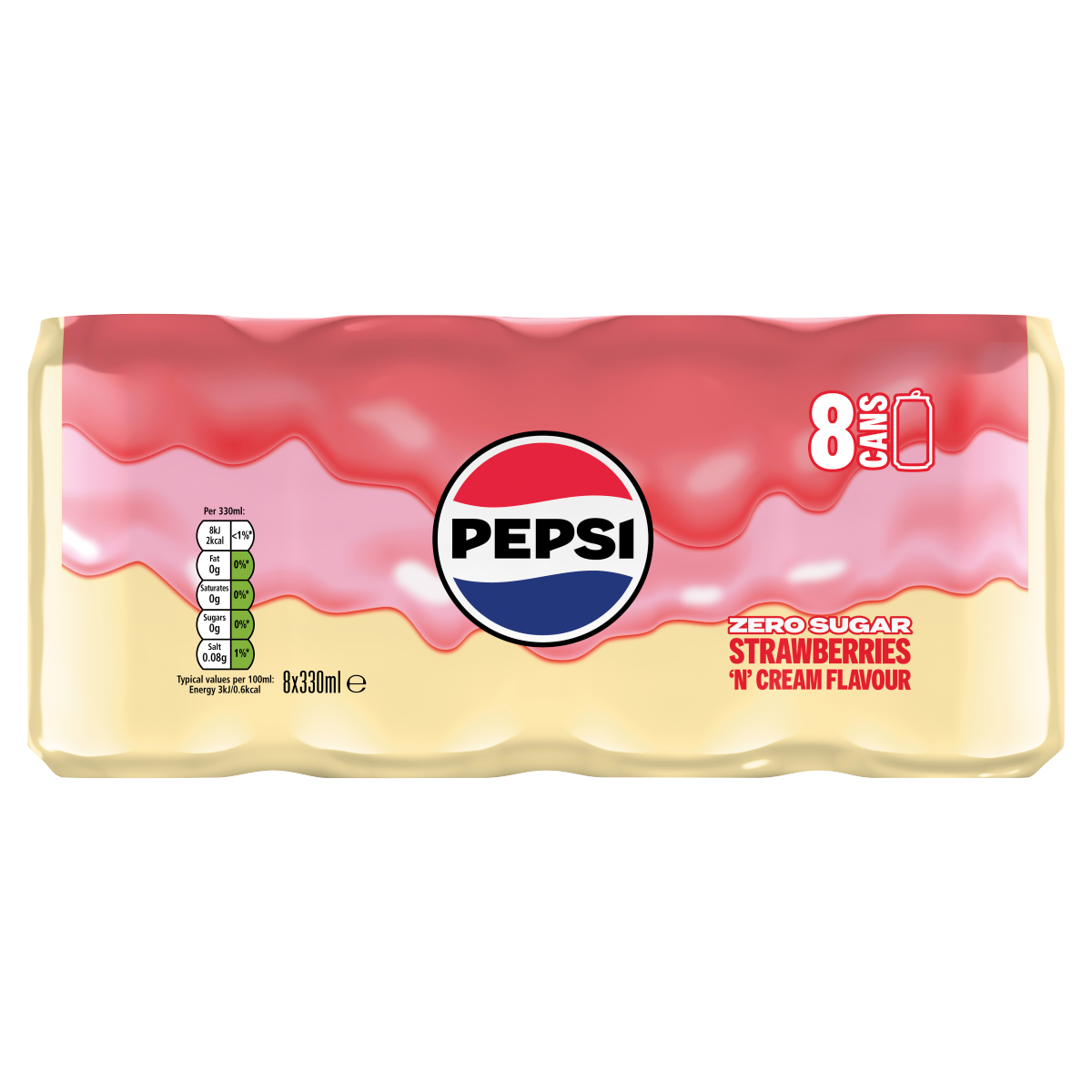 Pepsi Strawberries ‘N’ Cream Flavour 8 x 330ml