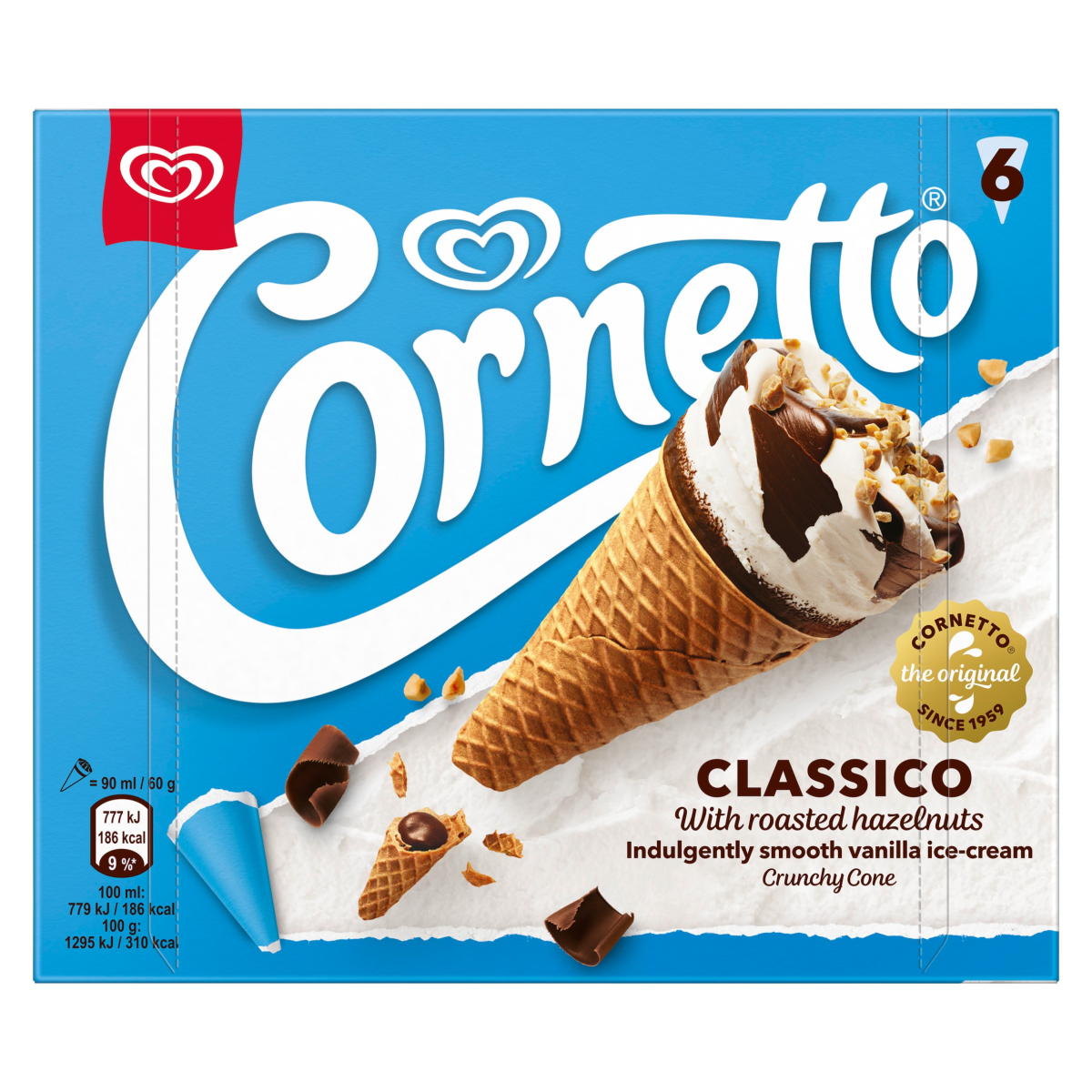 Cornetto Classico Ice Cream Cone 6x 90 ml