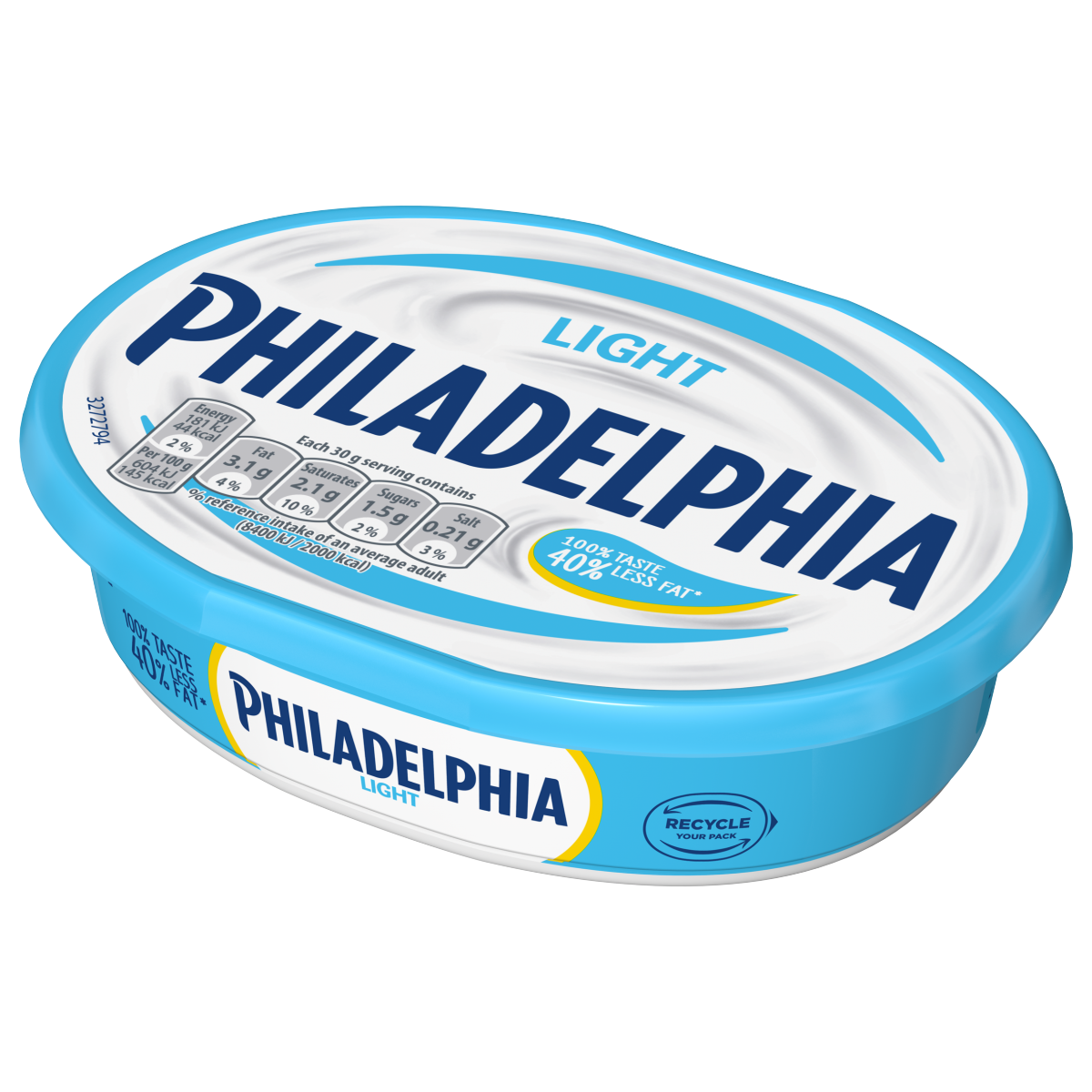 Philadelphia Light Soft Cream Cheese The same great taste with 40% Less Fat Tub 165 g