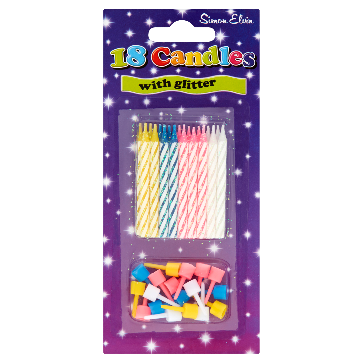 Simon Elvin 18 Assorted Candles with Glitter
