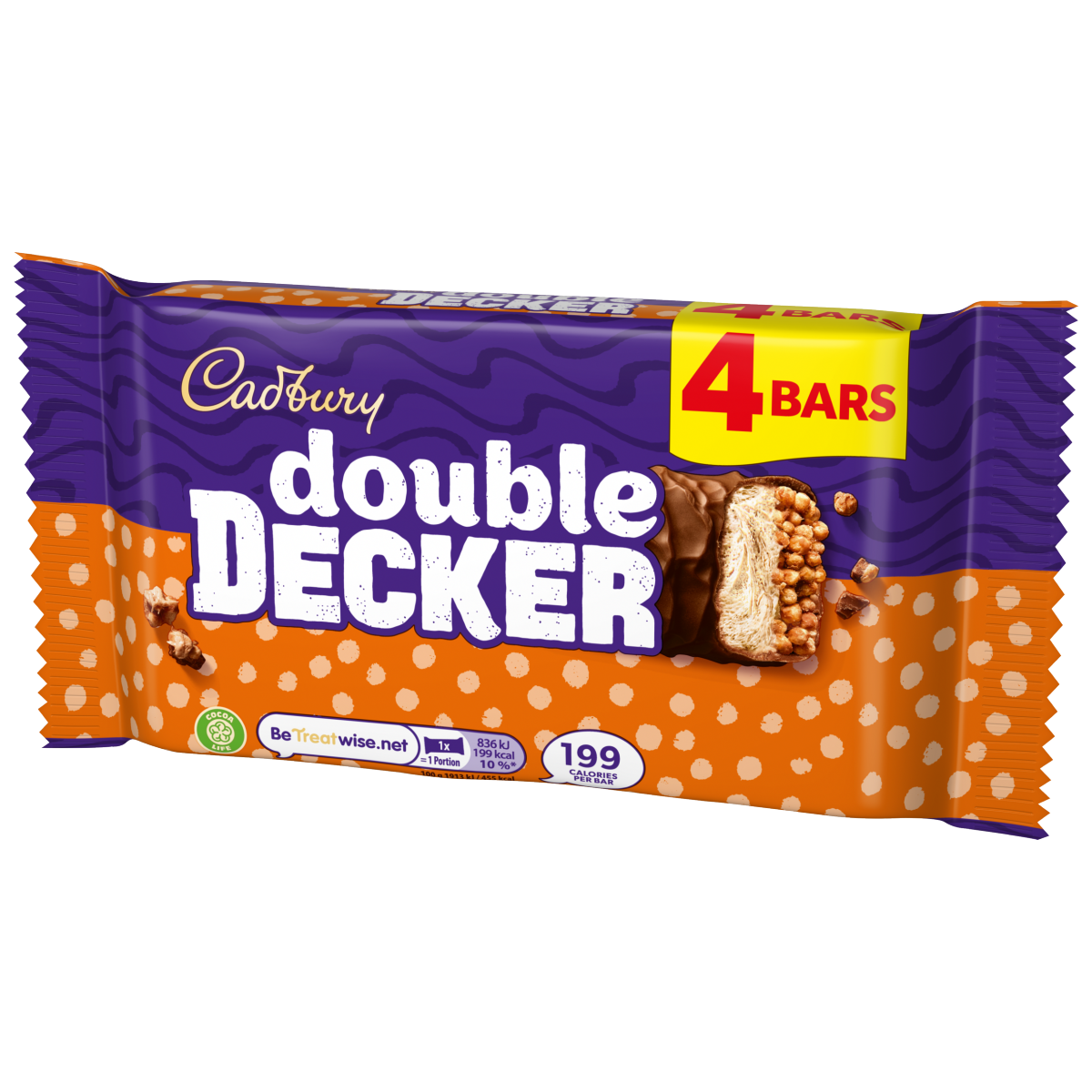Cadbury Double Decker Chocolate Bar 4 Pack Multipack 174.8g (4 x 44.6g)