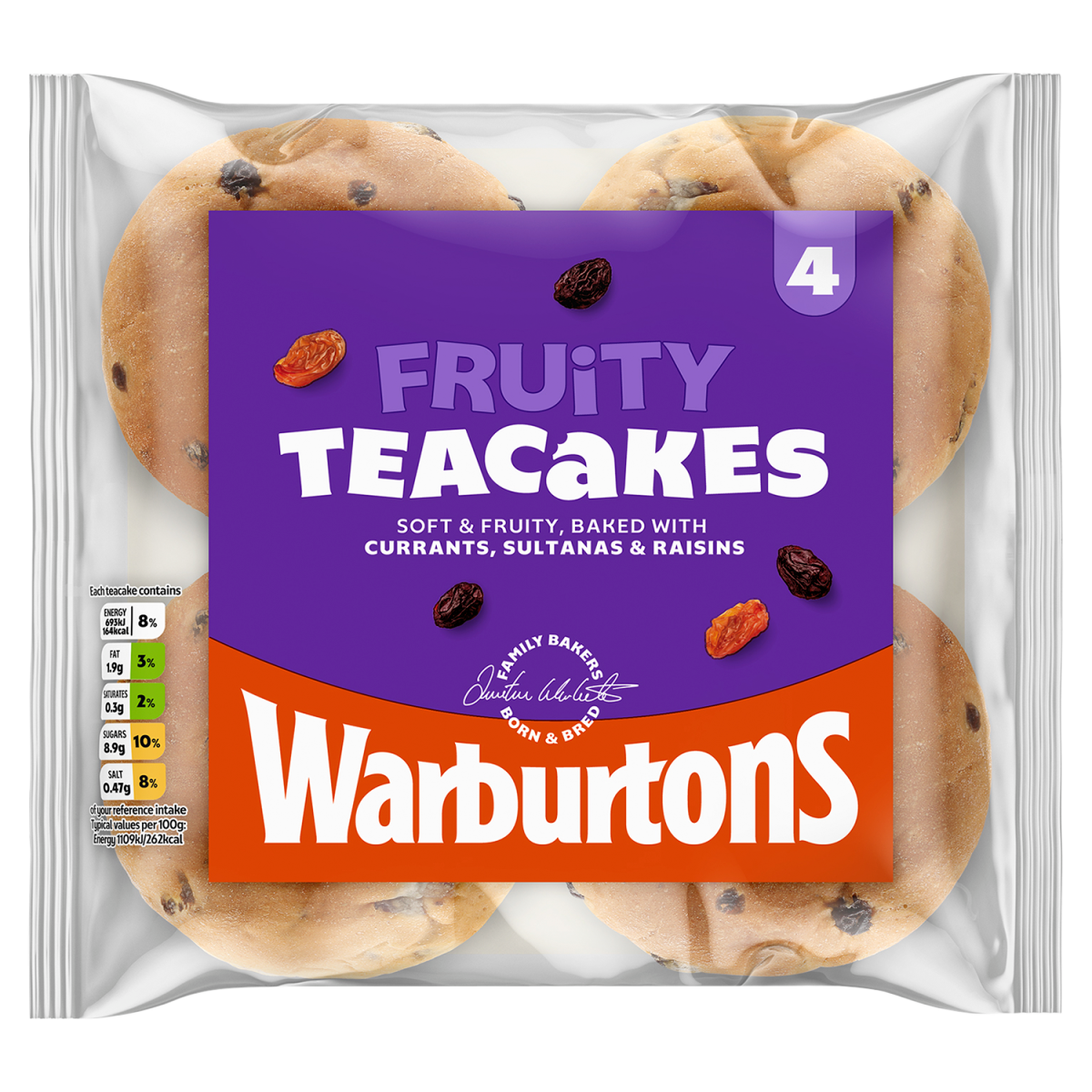 Warburtons 4 Fruity Teacakes