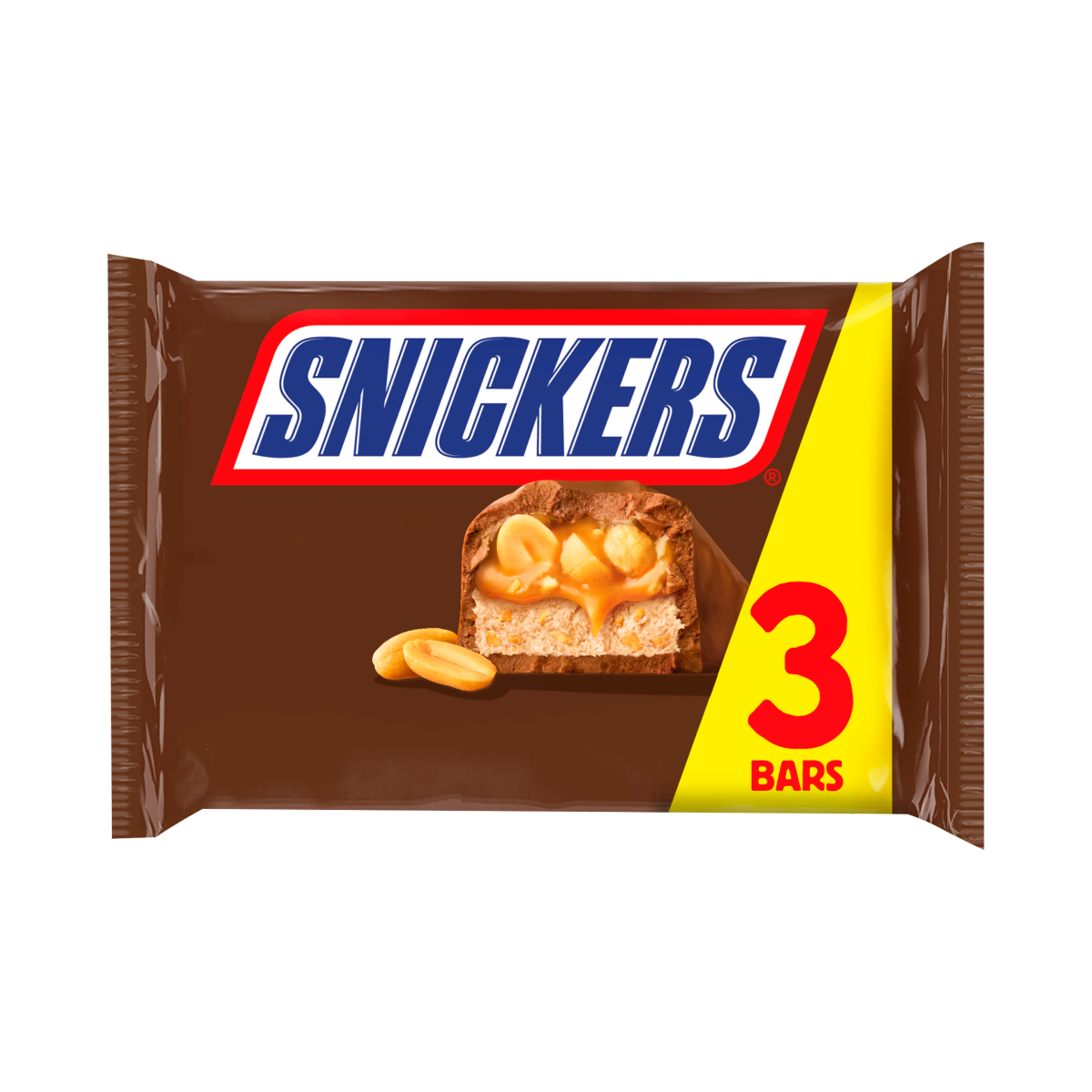 Snickers Caramel, Nougat, Peanuts & Milk Chocolate Snack Bars Multipack 3×41.7g