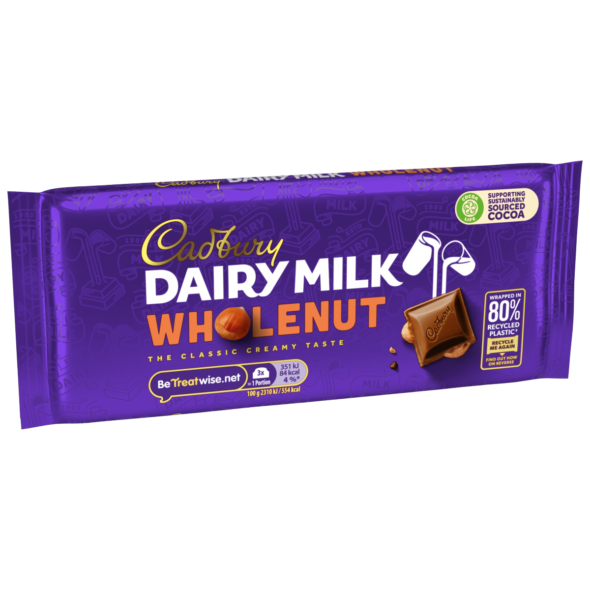 Cadbury Dairy Milk Wholenut Chocolate Bar 120g
