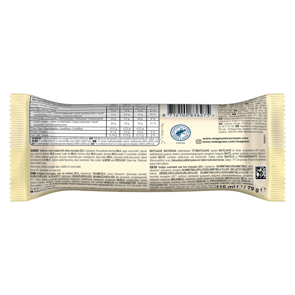 Magnum Ice Cream Stick White Chocolate 110 ml