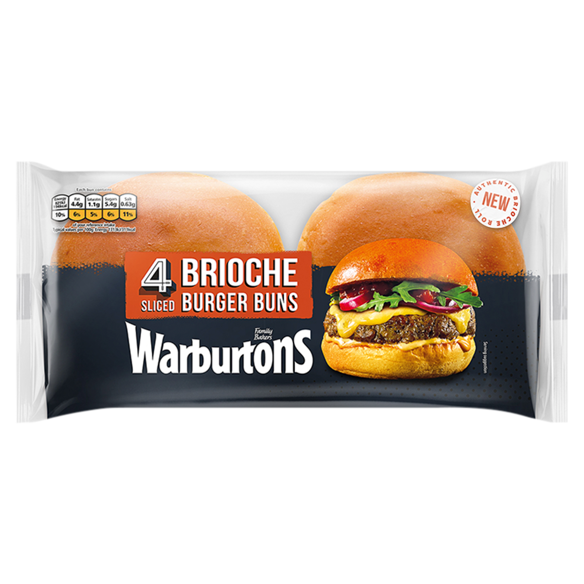 Warburtons 4 Sliced Brioche Burger Buns