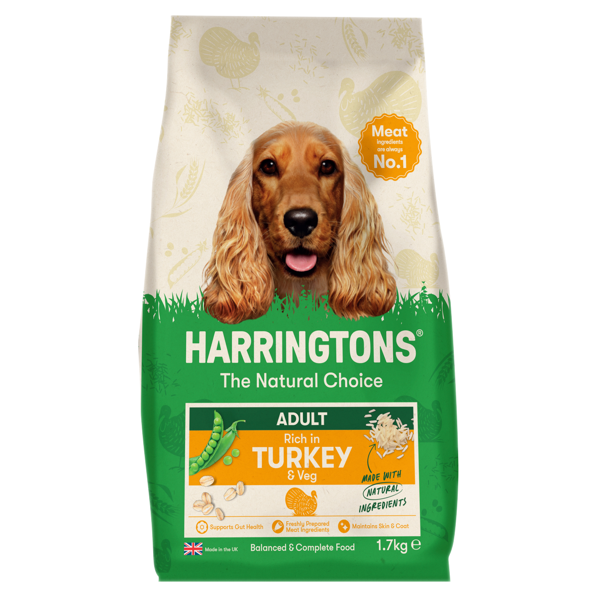 Harringtons Adult Complete Dry Dog Food – Rich in Turkey & Veg 1.7kg