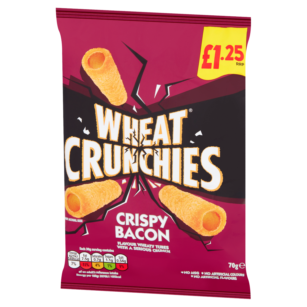 Wheat Crunchies Crispy Bacon Flavour Wheaty Tubes with a Serious Crunch 70g