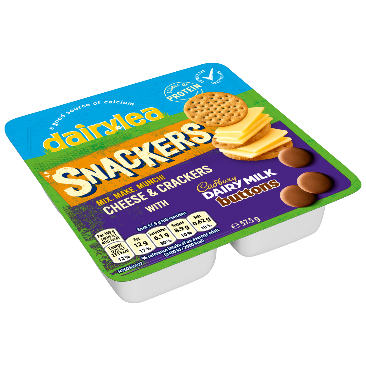 Dairylea Snackers Cheese & Crackers with Cadbury Dairy Milk Buttons Cheese Snack 57.5g