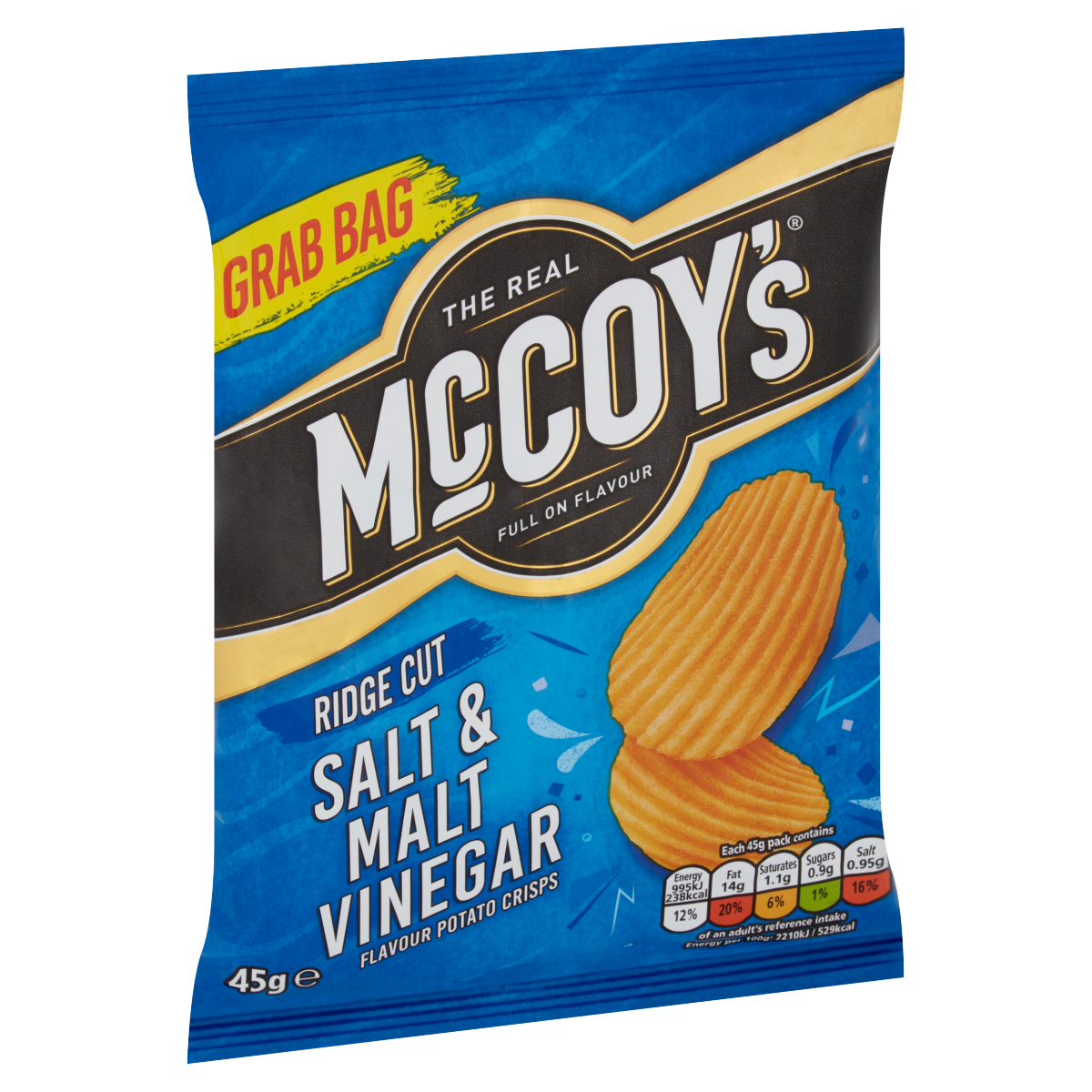 McCoy’s Ridge Cut Salt & Malt Vinegar Flavour Potato Crisps 45g