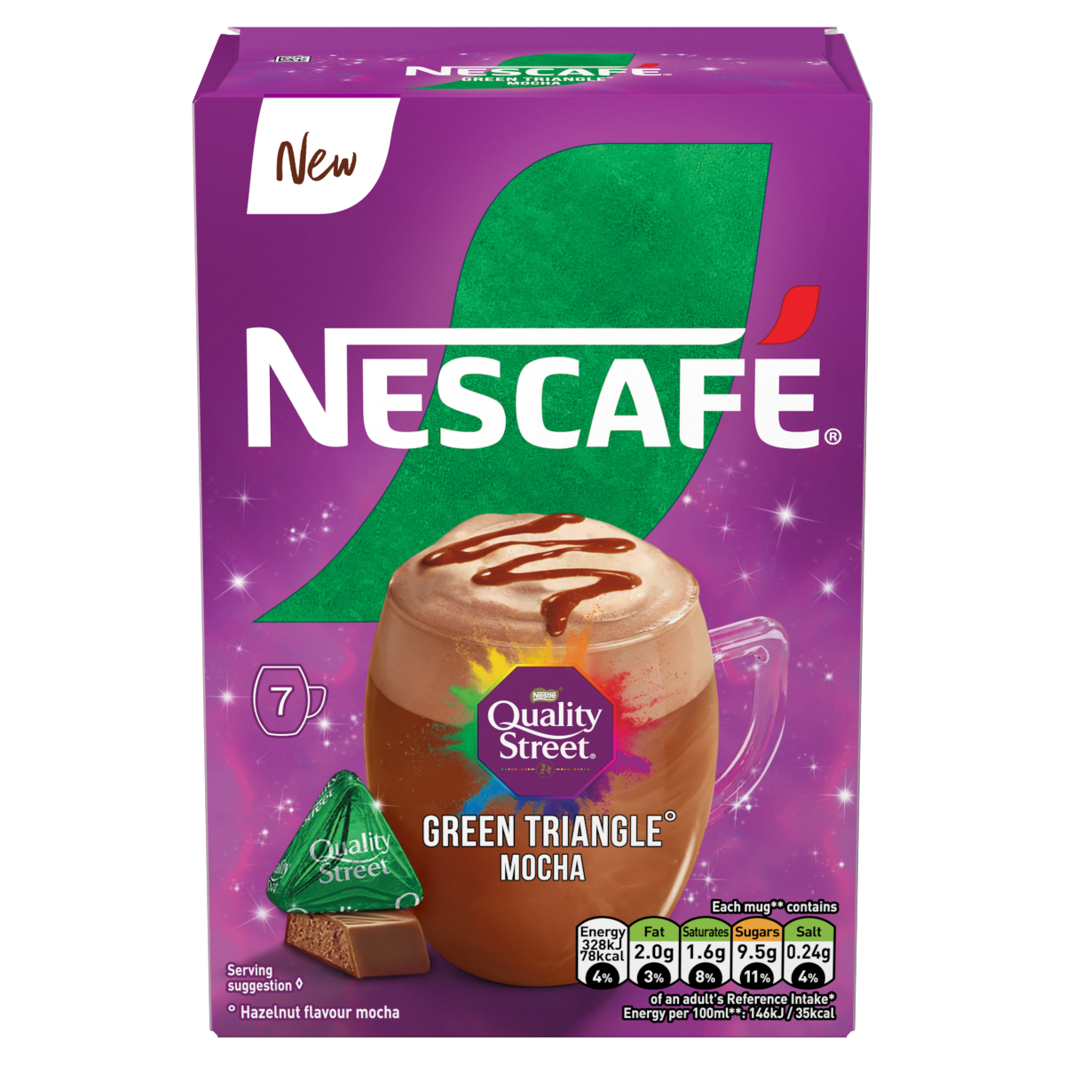Nescafé Quality Street Green Triangle Hazelnut Flavour Mocha 7 x 19g (133g)