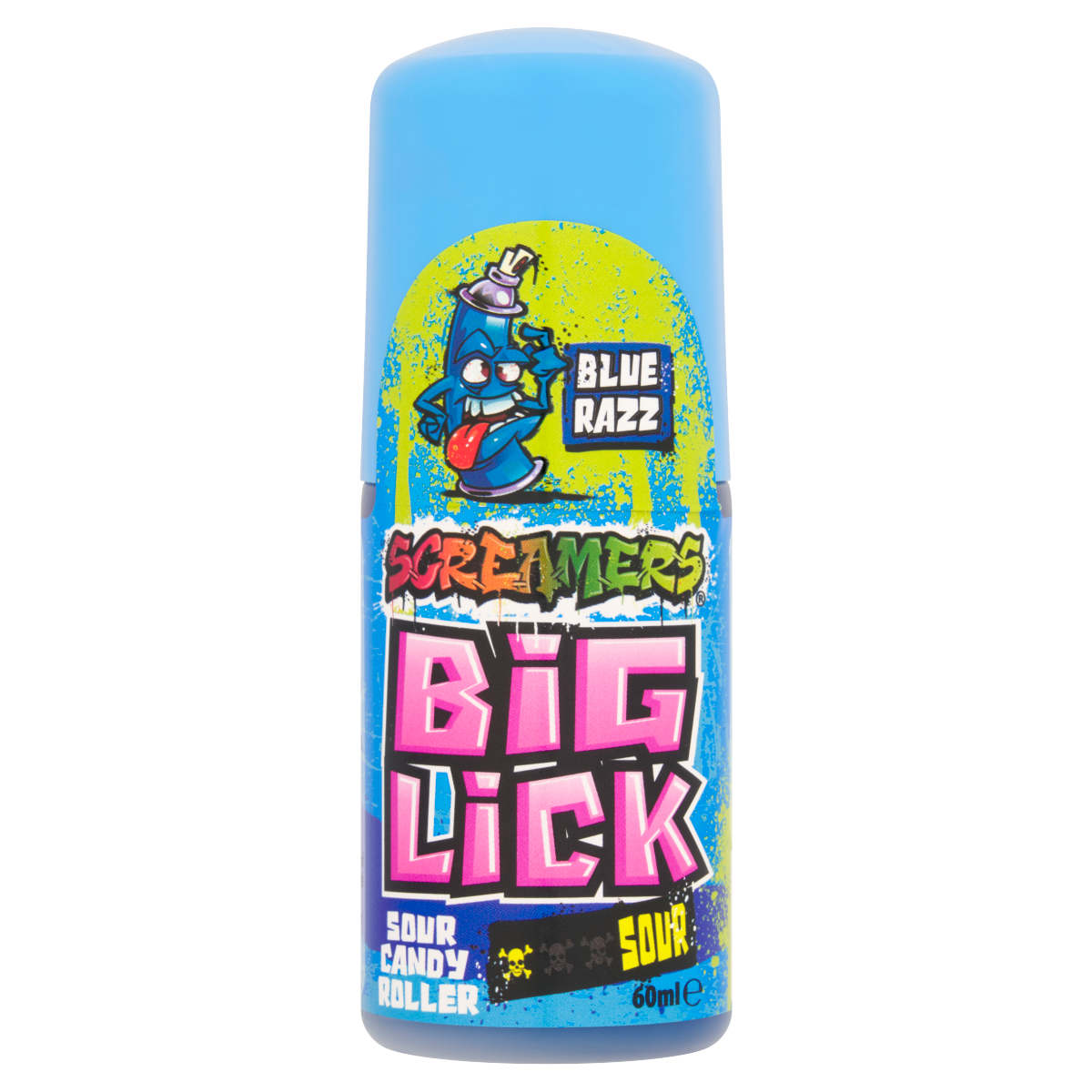 Zed Candy Screamers Blue Razz Big Lick Sour Candy Roller 60ml