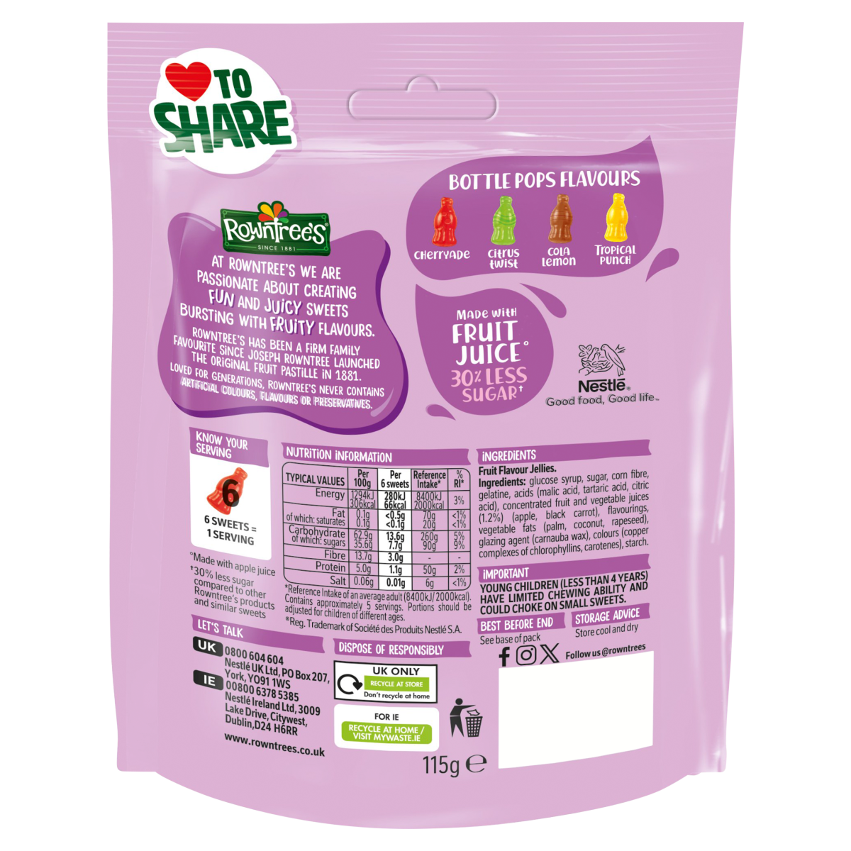 Rowntree’s Bottle Pops 115g