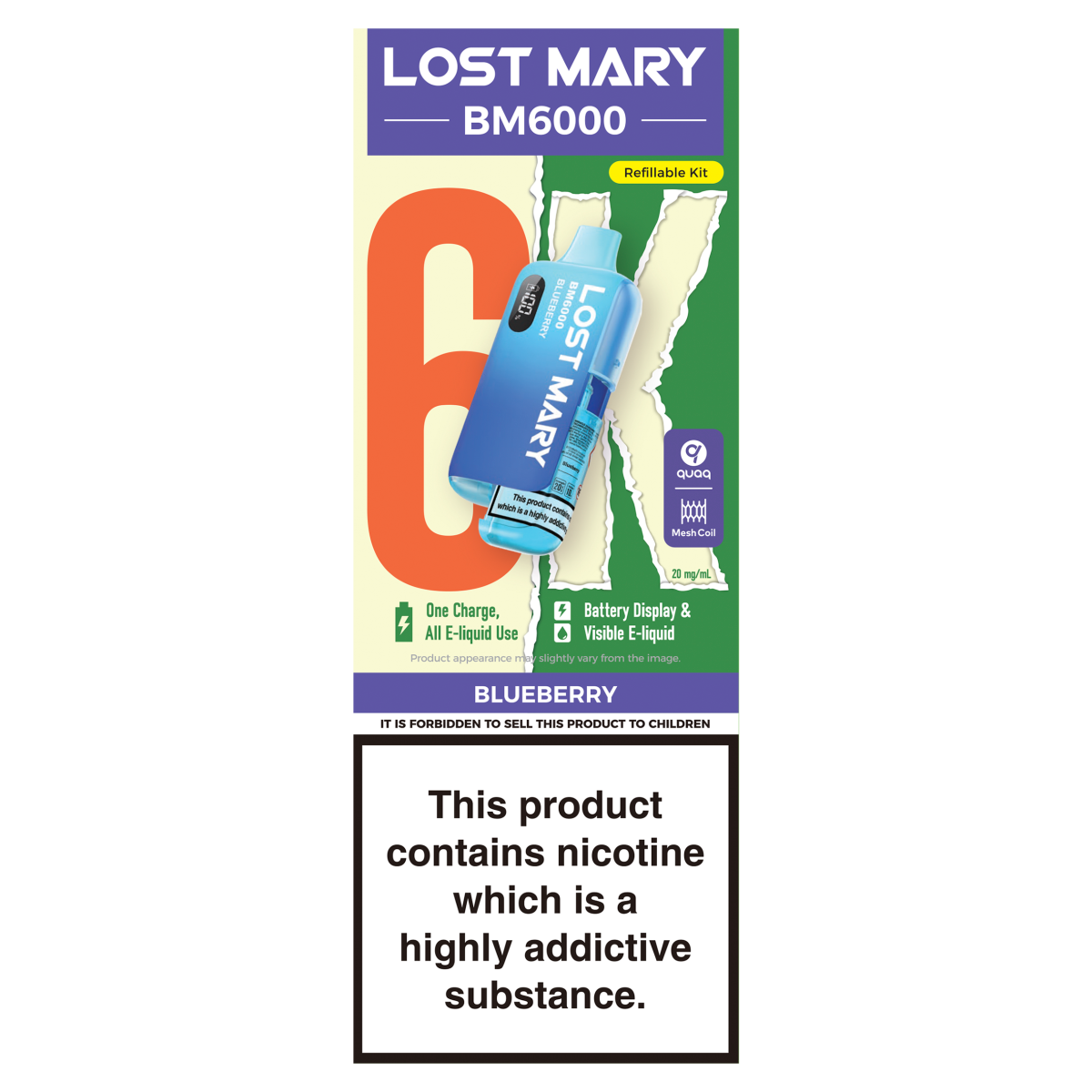 Lost Mary BM6000 Blueberry Refillable Kit 20mg/ml