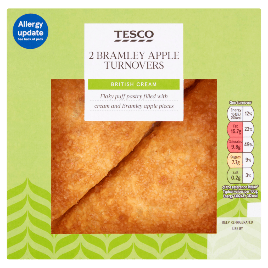 Tesco 2 Bramley Apple Turnovers 160g