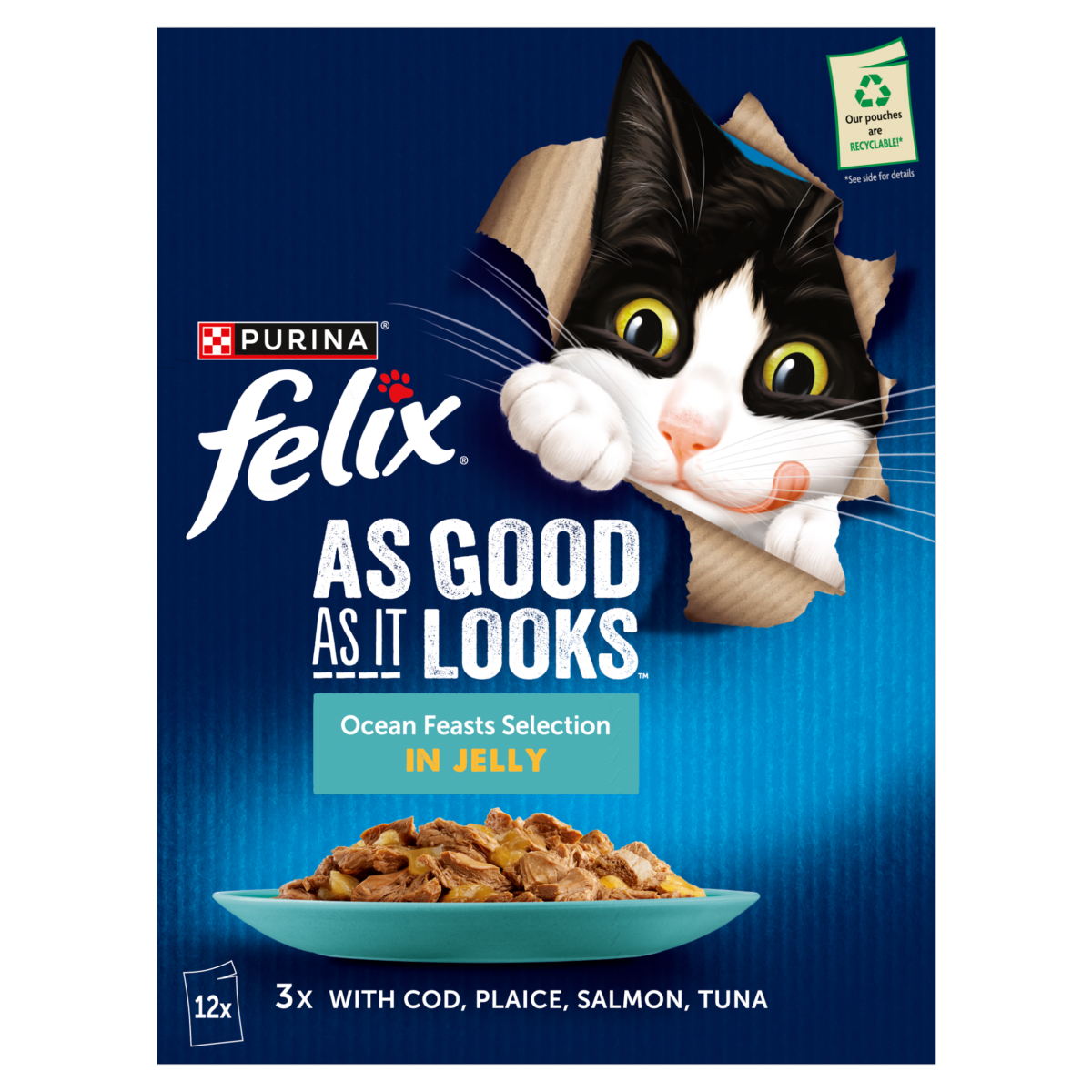 FELIX As Good As it Looks Ocean Feasts Wet Cat Food 12x85g
