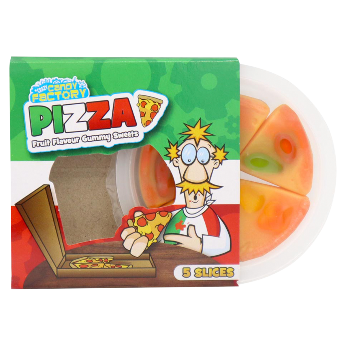 Crazy Candy Factory Pizza Fruit Flavour Gummy Sweets 5 Slices 21g