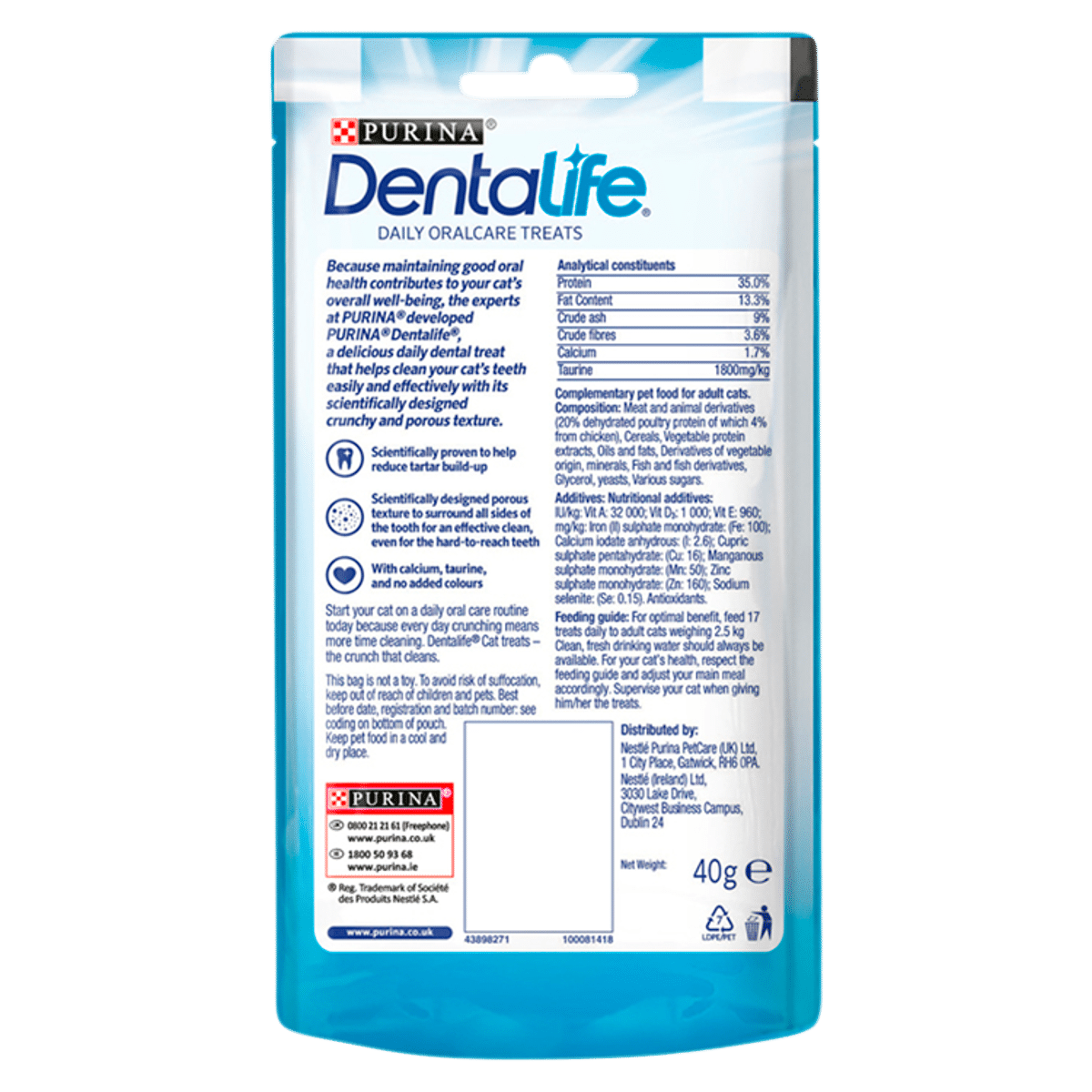 Dentalife Chicken Dental Cat Treats 40g