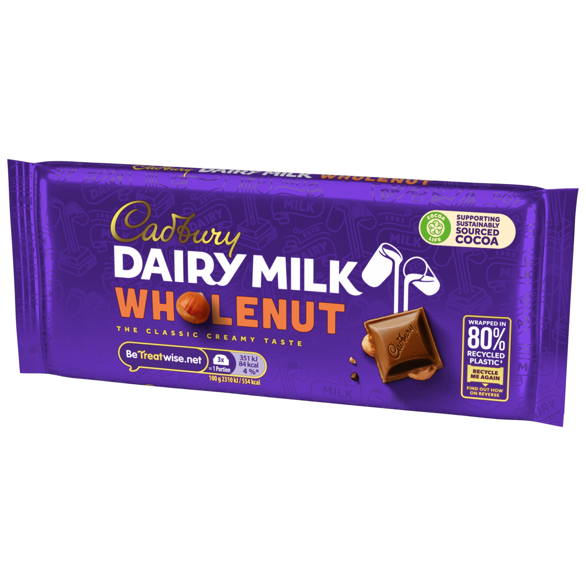 Cadbury Dairy Milk Wholenut Chocolate Bar 120g