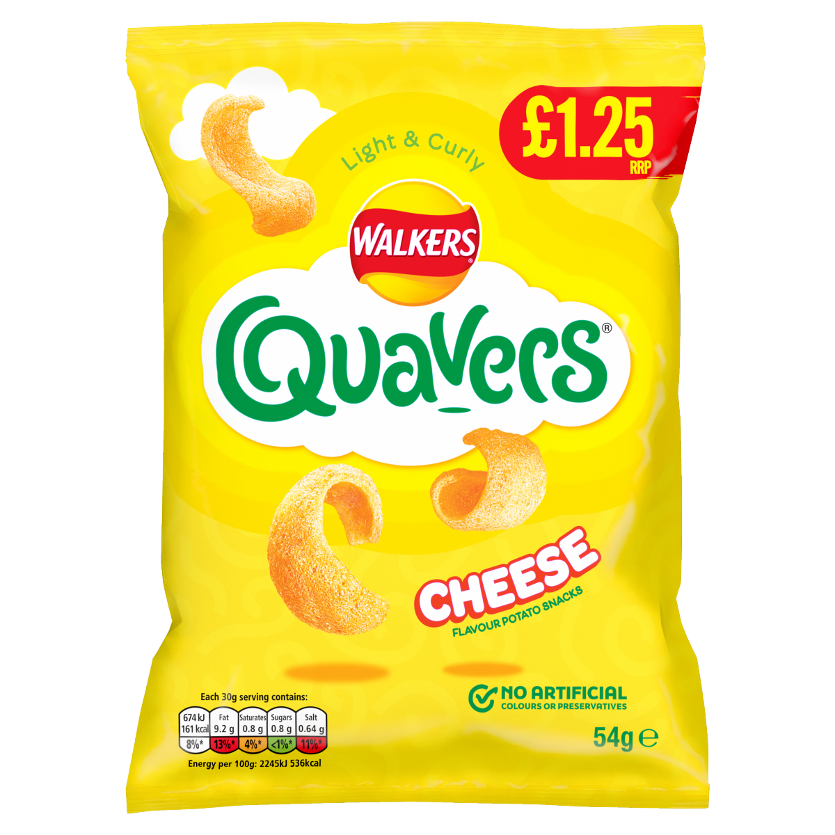 Walkers Quavers Cheese Snacks Crisps £1.25 RRP PMP 54g