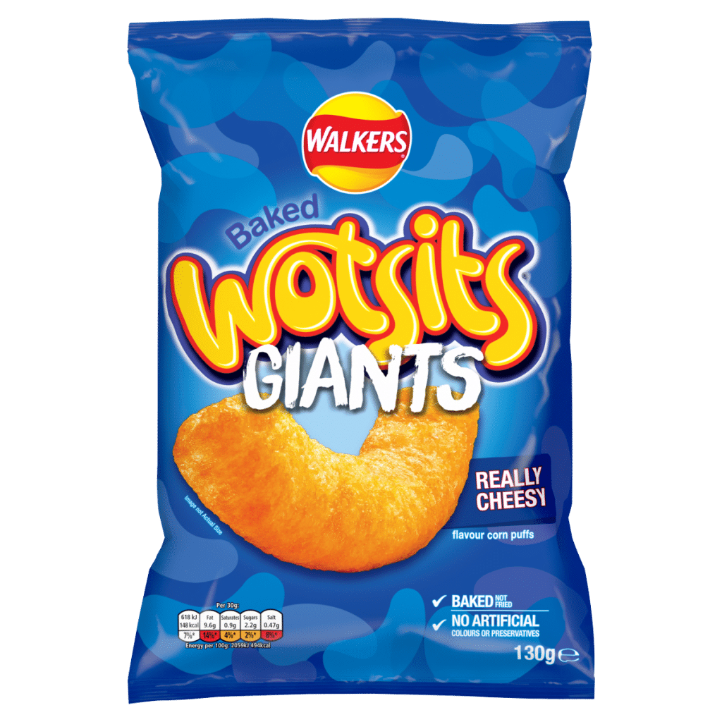 Wotsits Giants Really Cheesy Sharing Cheese Snacks Crisps 130g