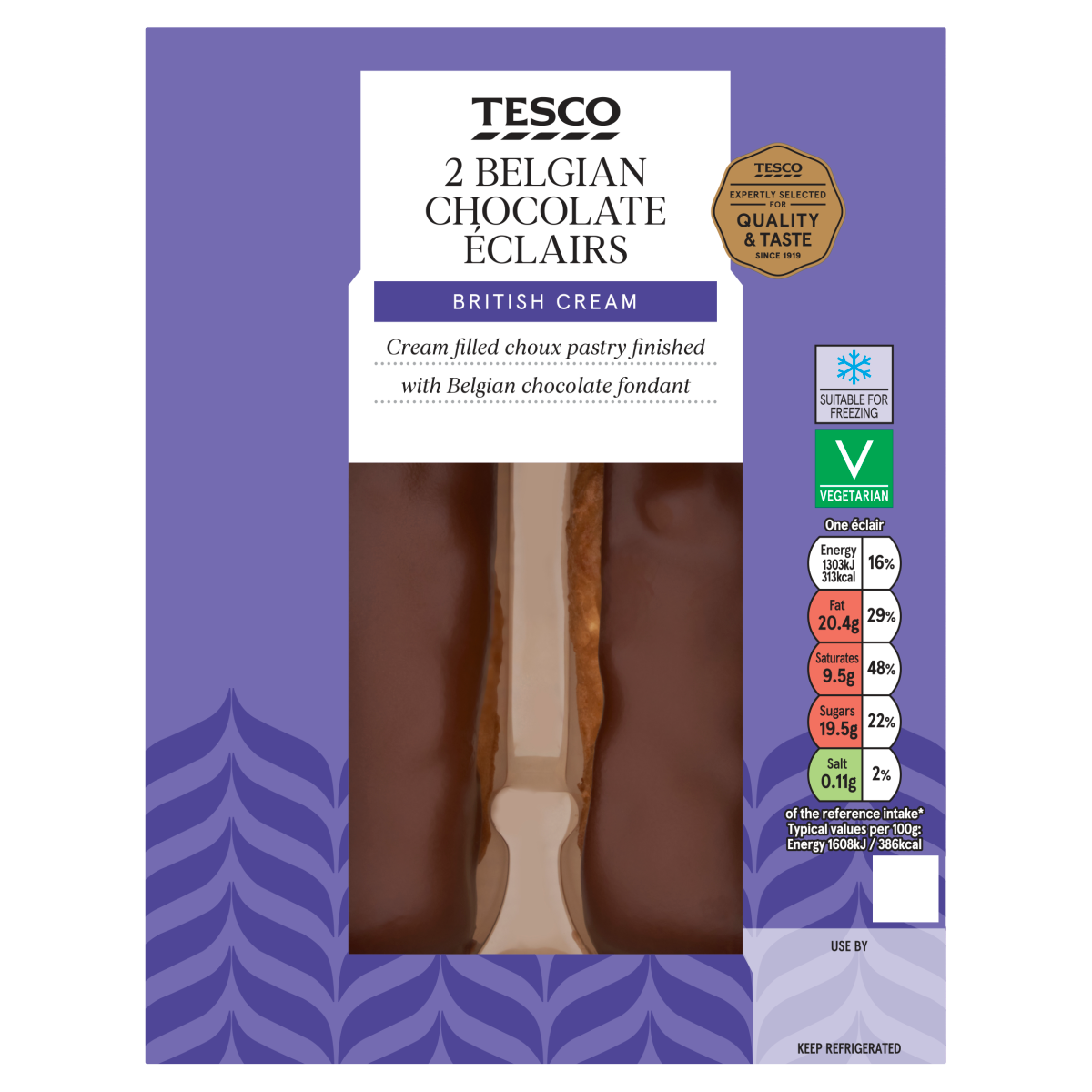 Tesco 2 Belgian Chocolate Eclairs