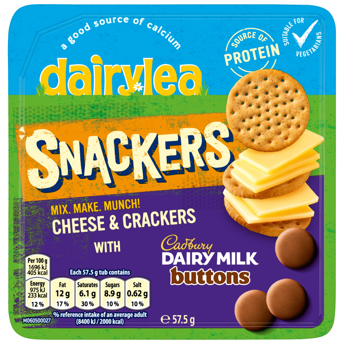 Dairylea Snackers Cheese & Crackers with Cadbury Buttons Cheese Snack 57.5 g