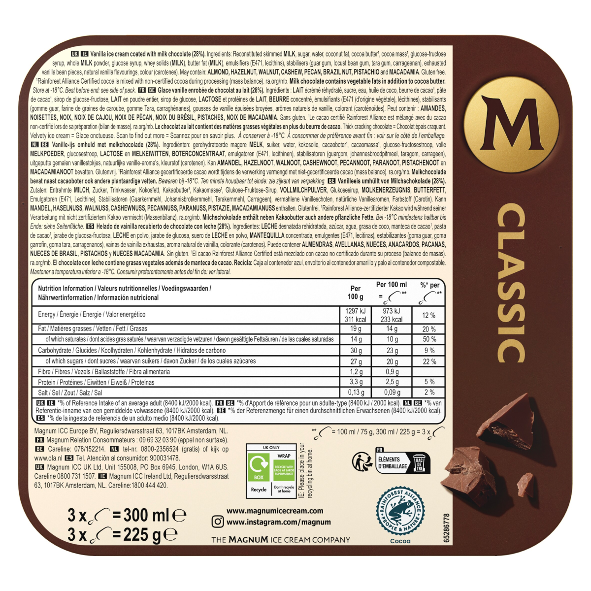 Magnum Classic Ice Cream Sticks 3x 100 ml