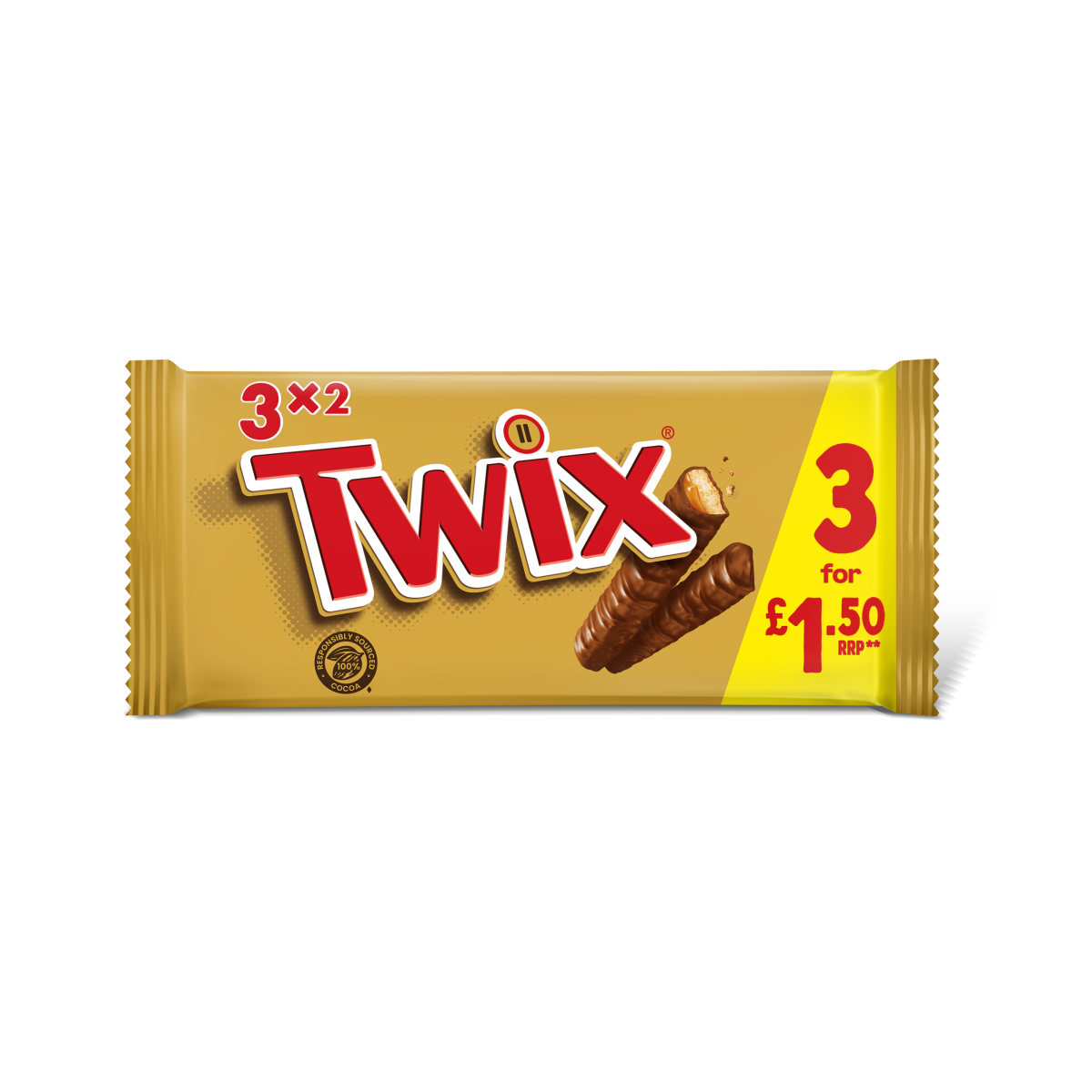 Twix Caramel & Milk Chocolate Fingers Biscuit Snack Bars Multipack £1.50 PMP 3x40g
