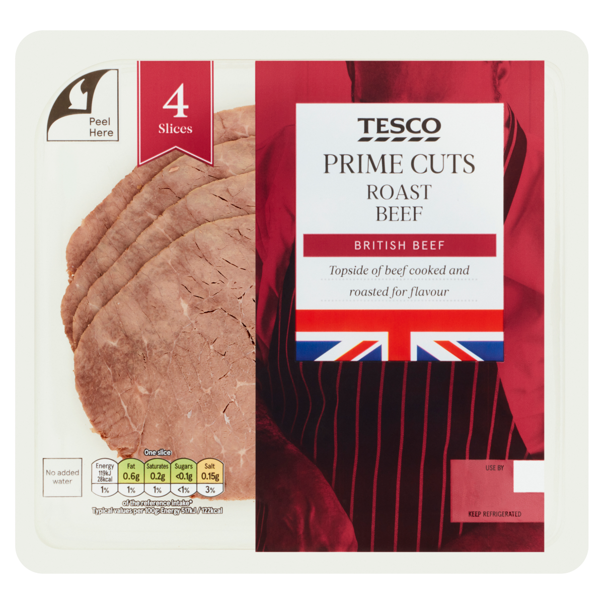 Tesco 4 Prime Cuts Roast Beef Slices 90g