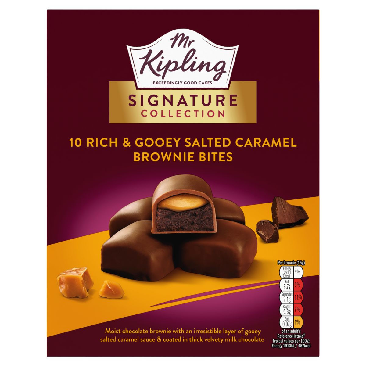 Mr Kipling Signature Collection 10 Rich & Gooey Salted Caramel Brownie Bites