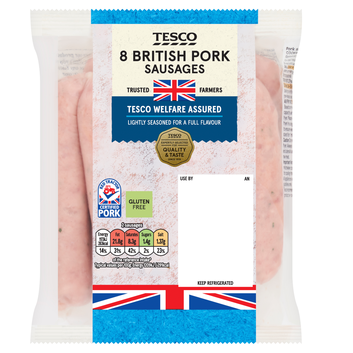 Tesco 8 British Pork Sausages 454g