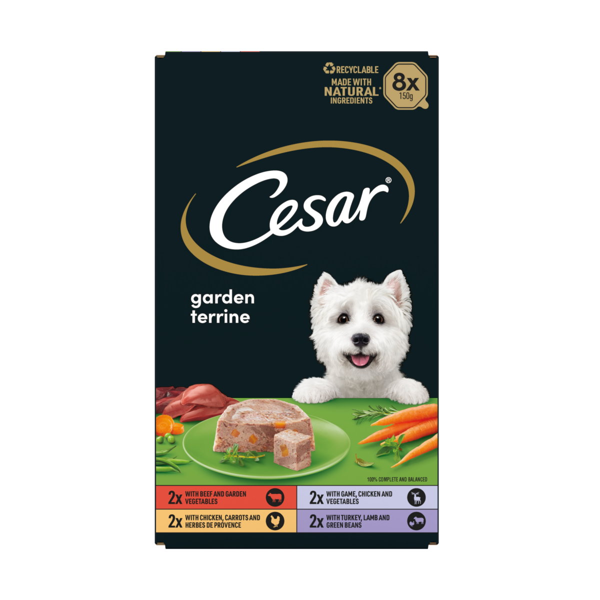CESAR® Garden Terrine Dog Food Tray Mixed in Loaf 8 x 150g