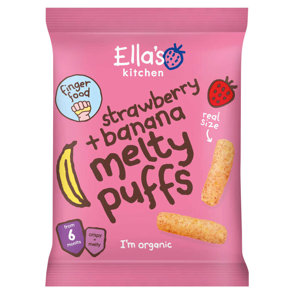 Ella’s Kitchen Strawberry + Banana Melty Puffs from 6+ Months 20g