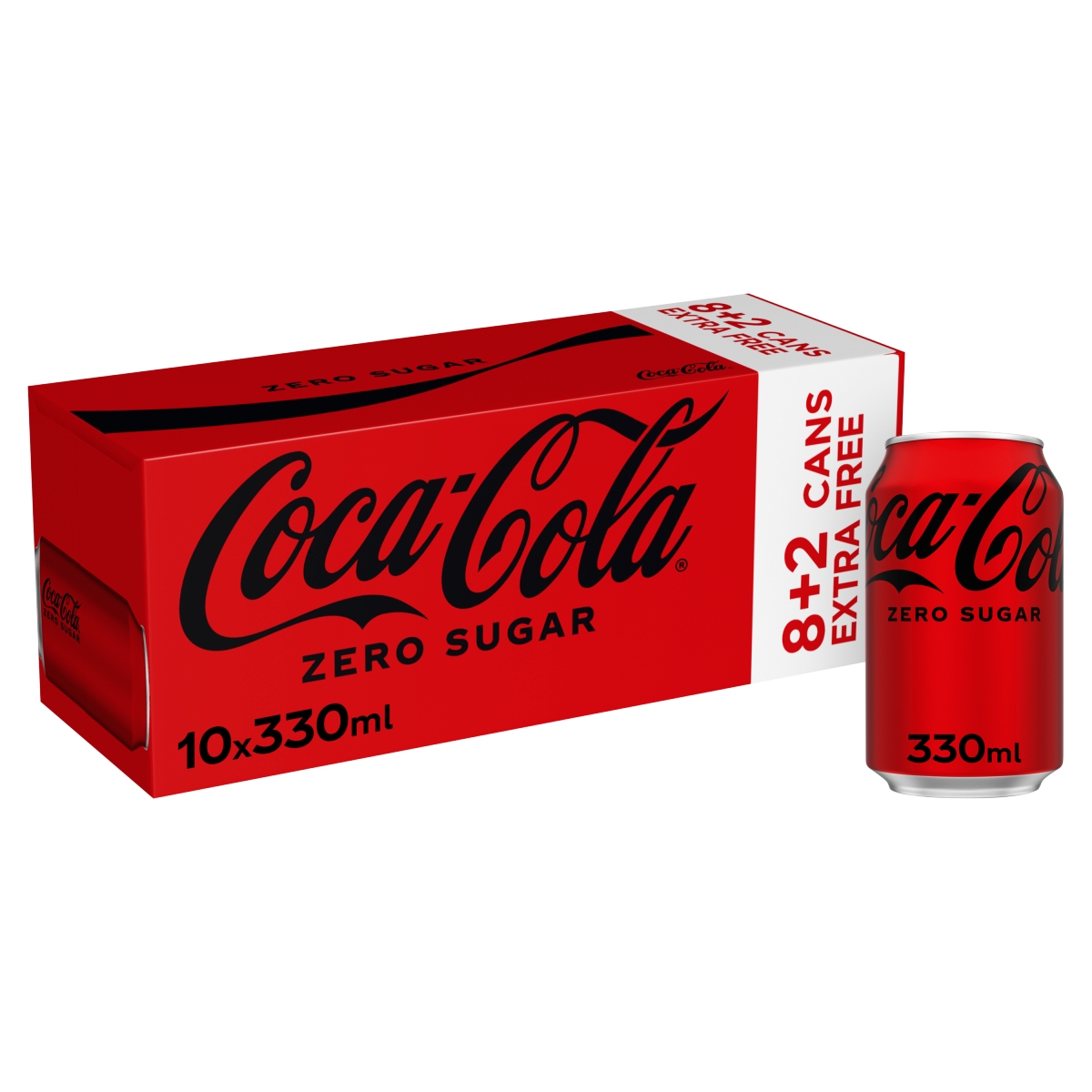 Coca-Cola Zero Sugar 10 x 330ml (8 x 330ml + 2 x 330ml Extra Free)