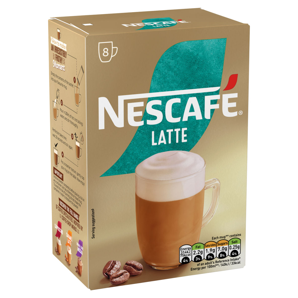 Nescafe Latte 8 x 18g (144g)