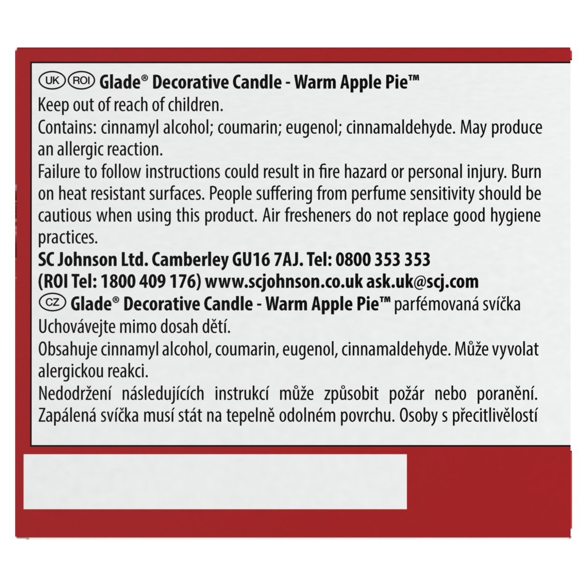 Glade Scented Candle Sleeved Warm Apple Pie 108g