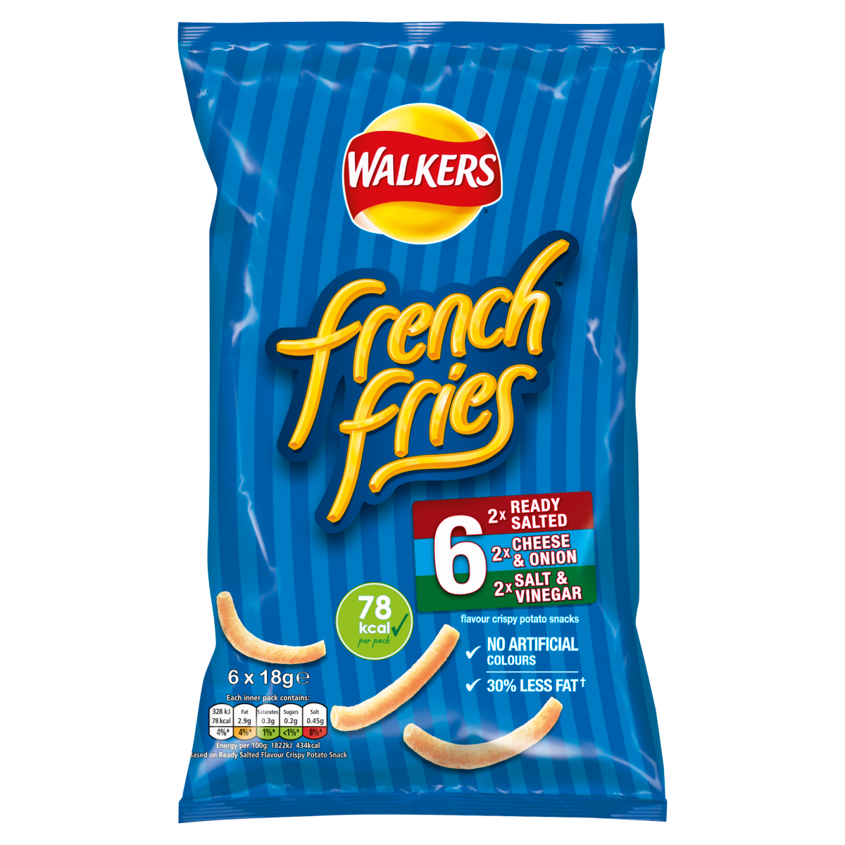 Walkers French Fries Flavour Crispy Potato Snacks 6 x 18g