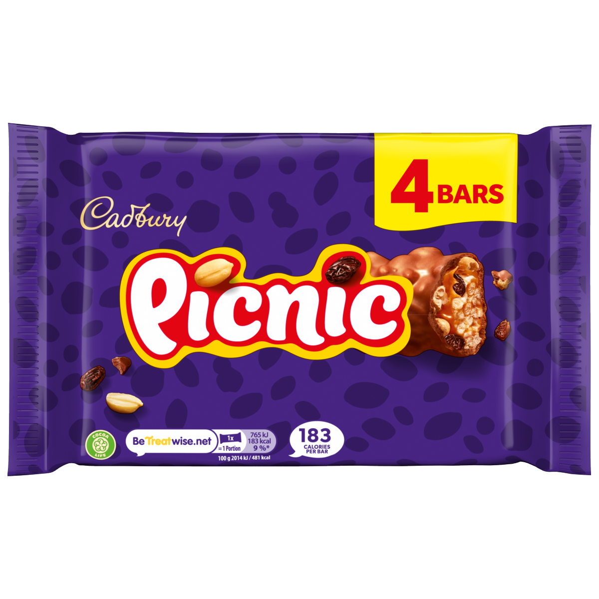 Cadbury Picnic Chocolate Bar 4 Pack Multipack 152g (4 x 38g)