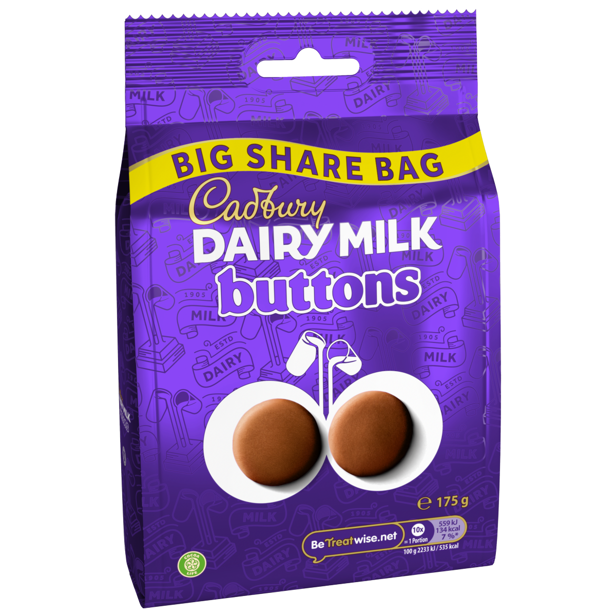 Cadbury Dairy Milk Chocolate Buttons Large Sharing Bag 175g