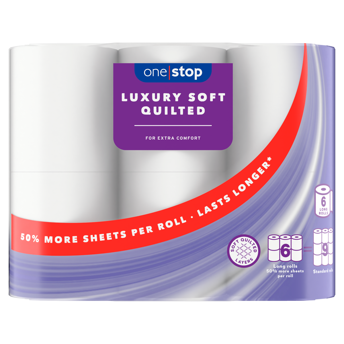 One Stop Luxury Soft Quilted 6 Long Rolls