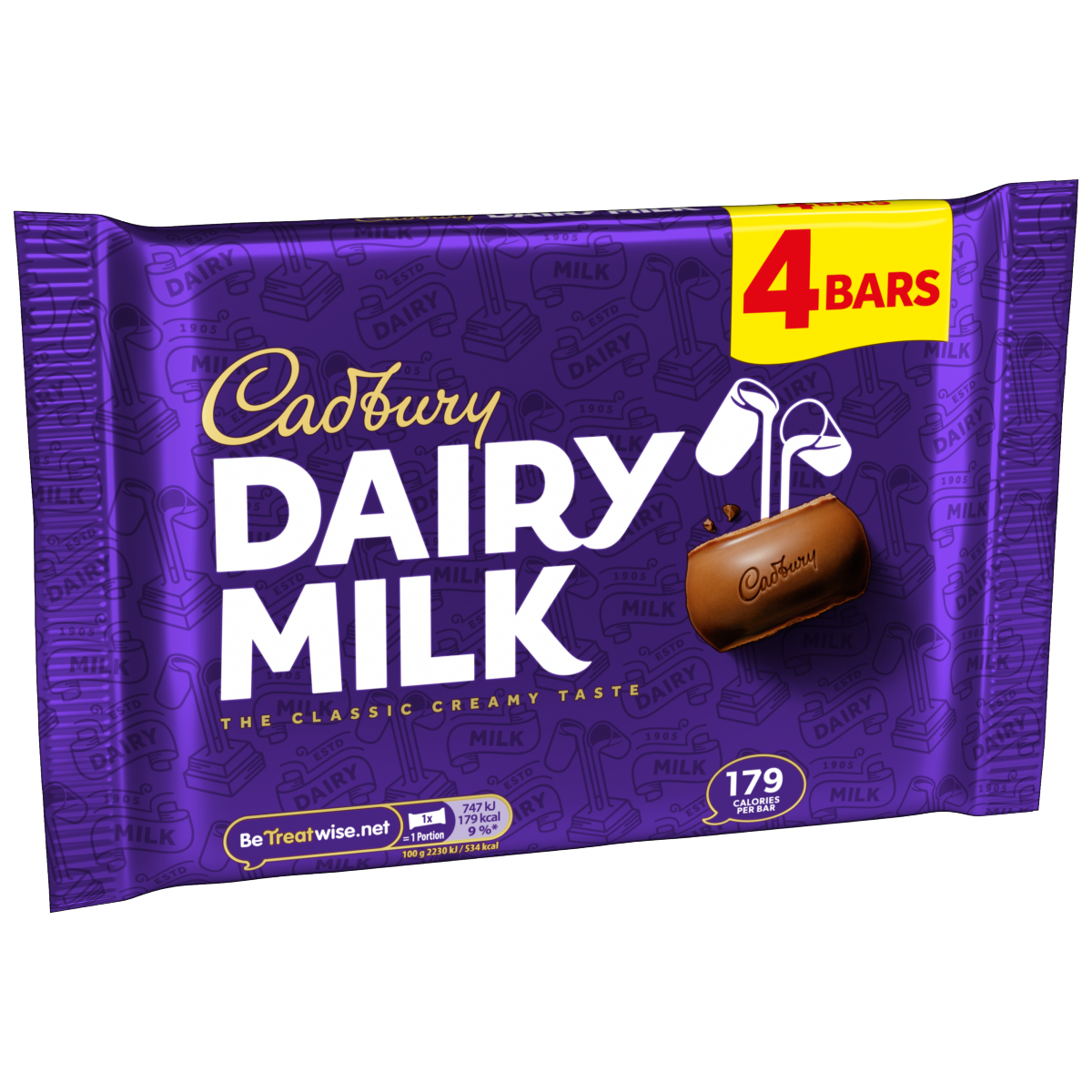 Cadbury Dairy Milk Chocolate Bar 4 Pack Multipack 134g (4 x 33.5g)