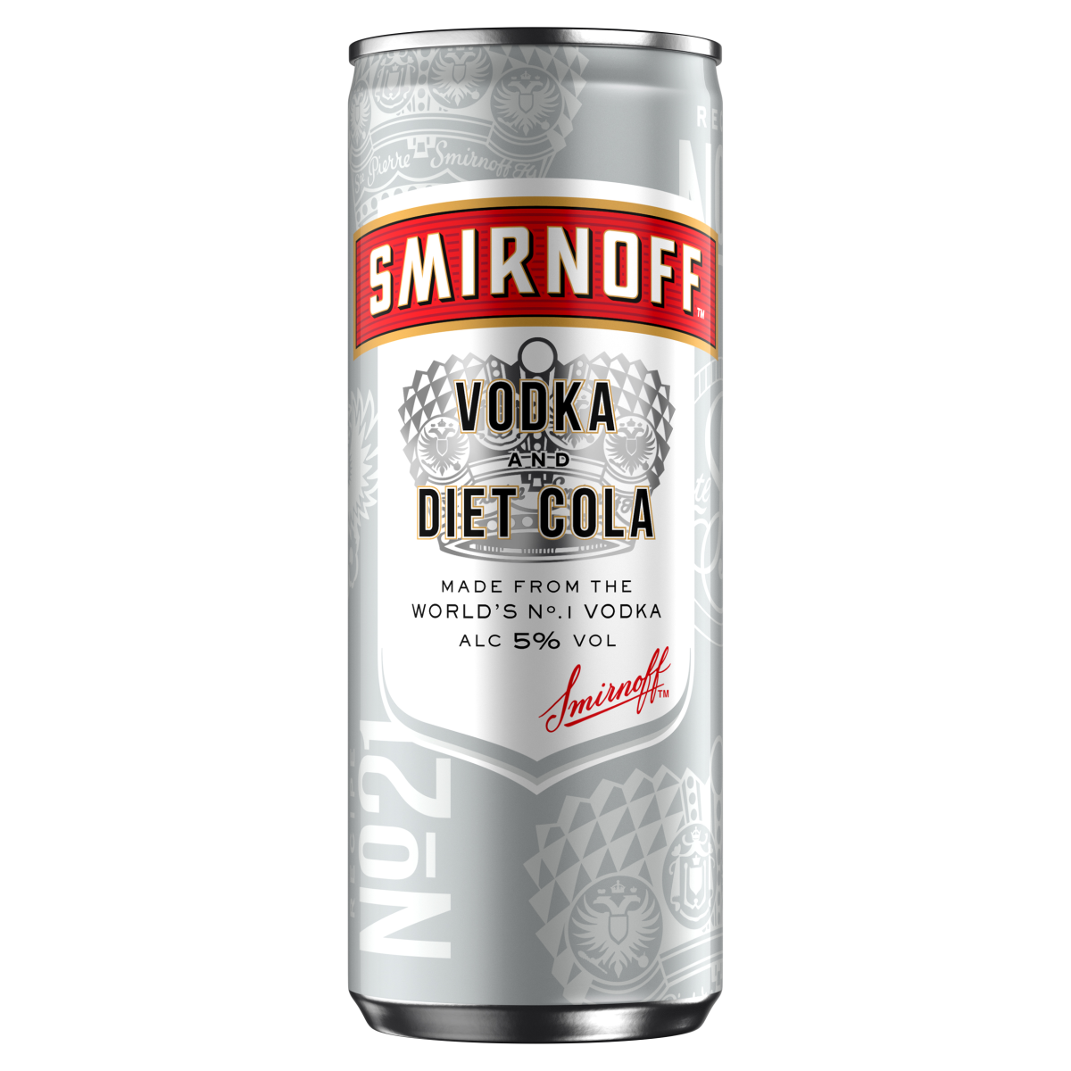 Smirnoff No.21 Vodka and Diet Cola 5% vol Ready to Drink Premix 250ml Can