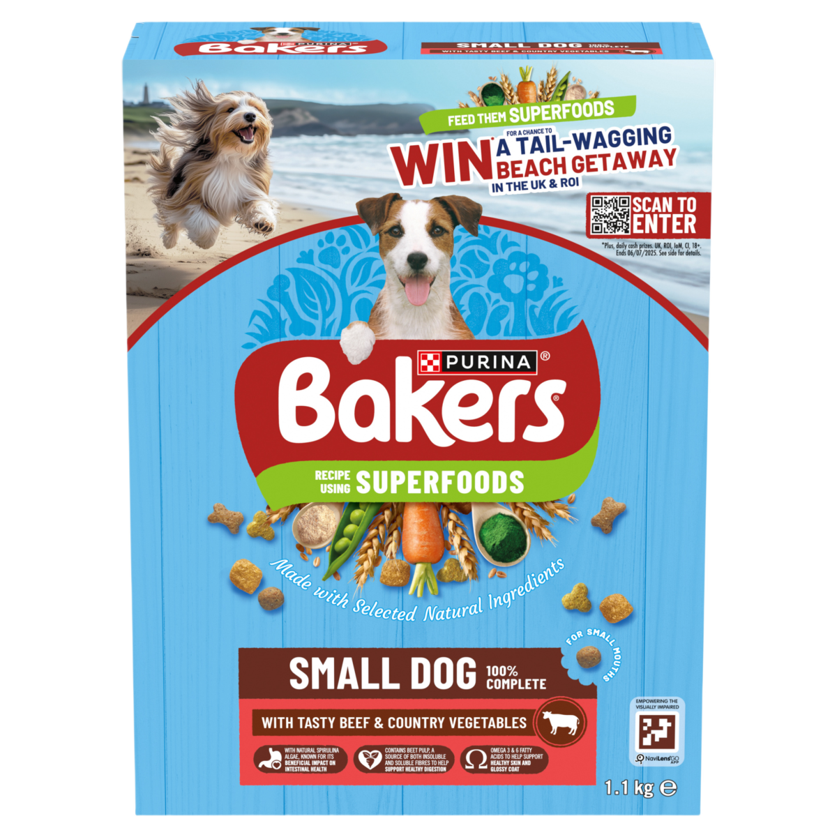 BAKERS Superfoods Small Dog Beef Dry Dog Food 1.1kg