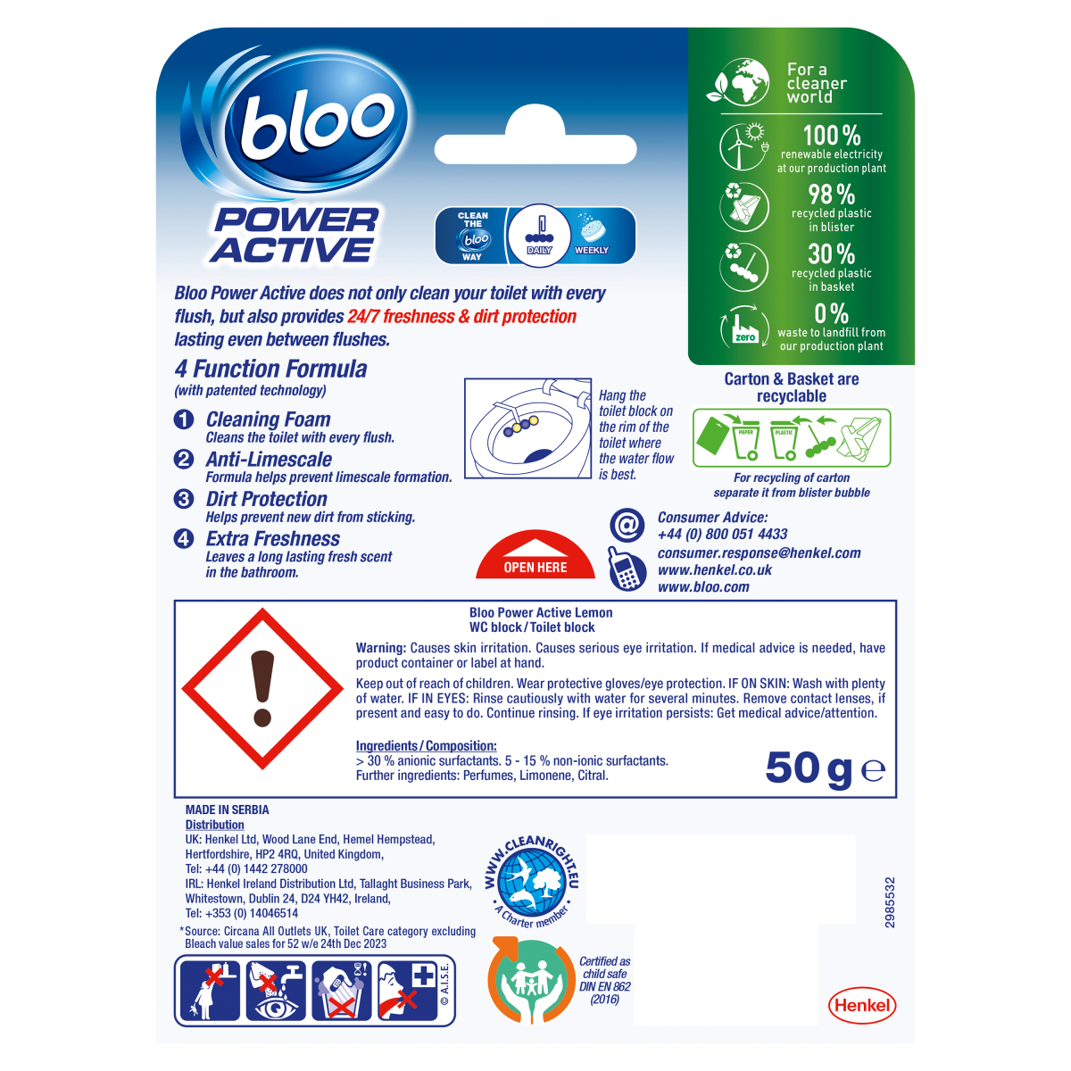 Bloo Power Active Lemon 50g