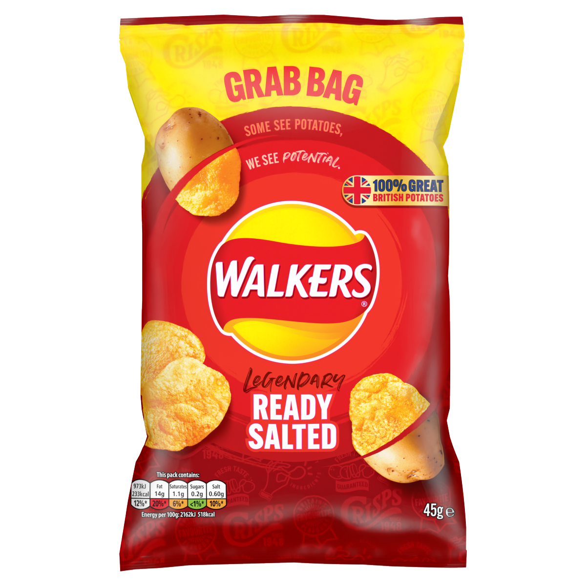 Walkers Ready Salted Crisps 45g